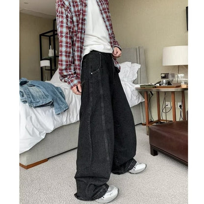 Washed Distressed Loose Wide Leg Jeans Street Men