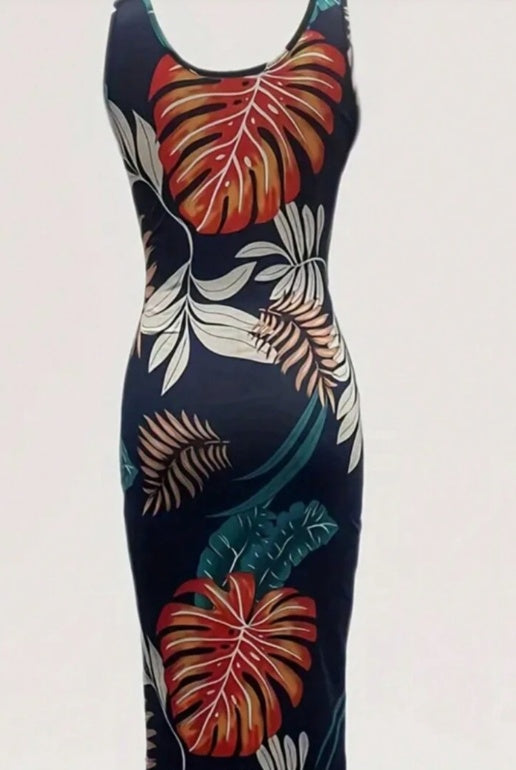 Women's Printed Slim Fit Sleeveless Dress
