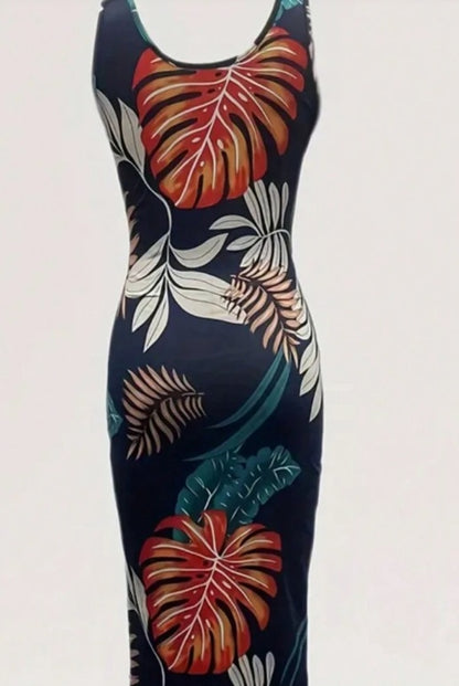 Women's Printed Slim Fit Sleeveless Dress