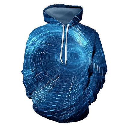 3d Plus Size Swirl Print Long-sleeved Hoodie Men's Sweater