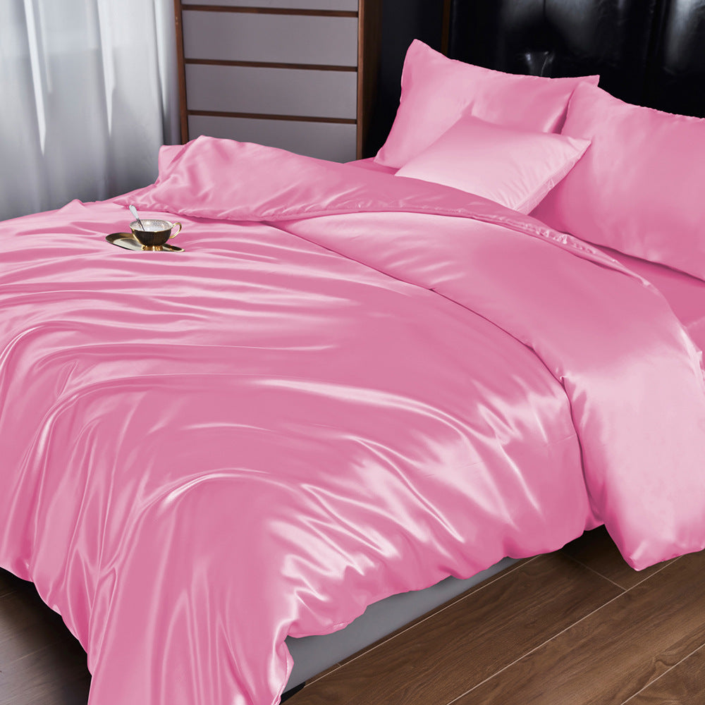 Pure Color Satin Silk-like Four-piece Set