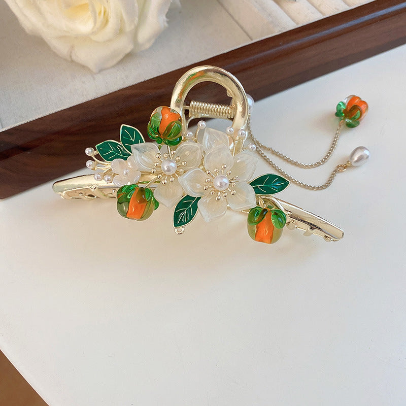 Guofeng Persimmon Ruyi Flower Tassel Grip