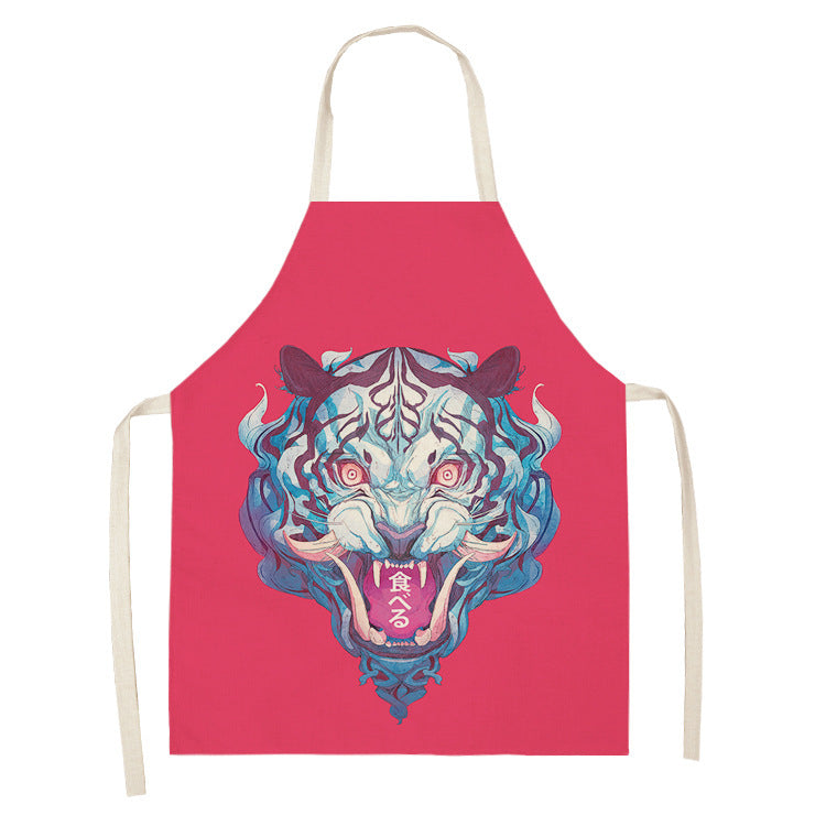 Simple Cartoon Tiger Cotton And Linen Apron Home