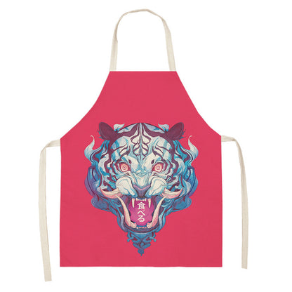 Simple Cartoon Tiger Cotton And Linen Apron Home