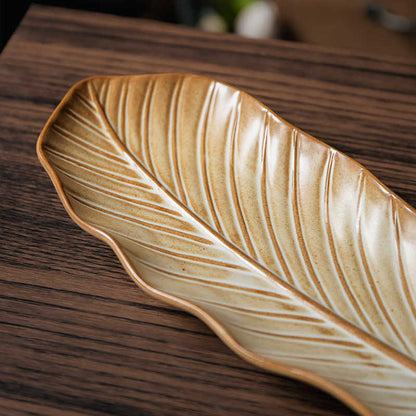 Vintage Leaves Style Sushi Sashimi Plate Ceramic Plate