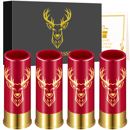 4 Deer Heads 1.5 Ounces - Reusable High-quality Plastic Bullet Cup, Suitable For Whiskey, Cocktails, And Wine, Perfect For Bars, Parties, And Gifts