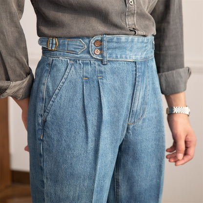 Vintage High-waisted Straight Leg Jeans For Men