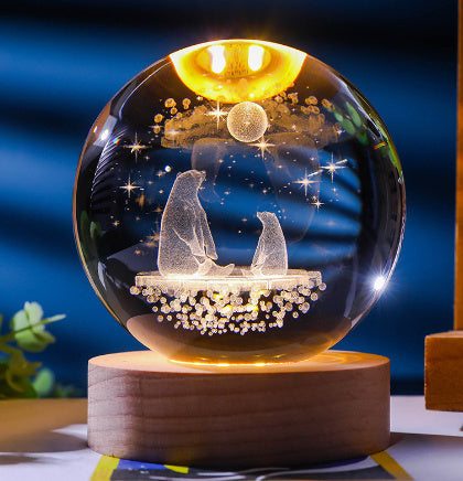 Luminous Galaxy Crystal Ball Decoration 3D Laser Inner Carving