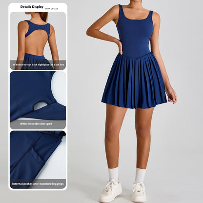 Backless Back-beautifying Sports Dress Women's Anti-exposure Yoga Skirt