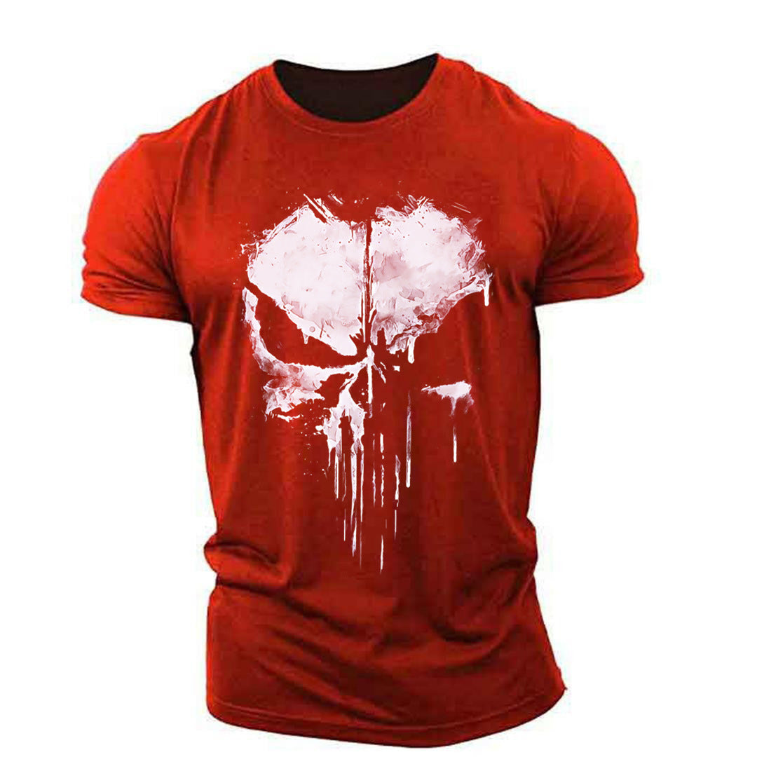 Men's Round Neck Short Sleeve T-Shirt The Punisher Skull
