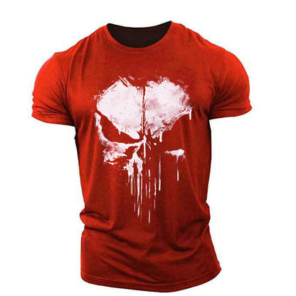Men's Round Neck Short Sleeve T-Shirt The Punisher Skull