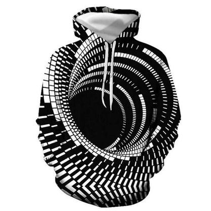 3d Plus Size Swirl Print Long-sleeved Hoodie Men's Sweater