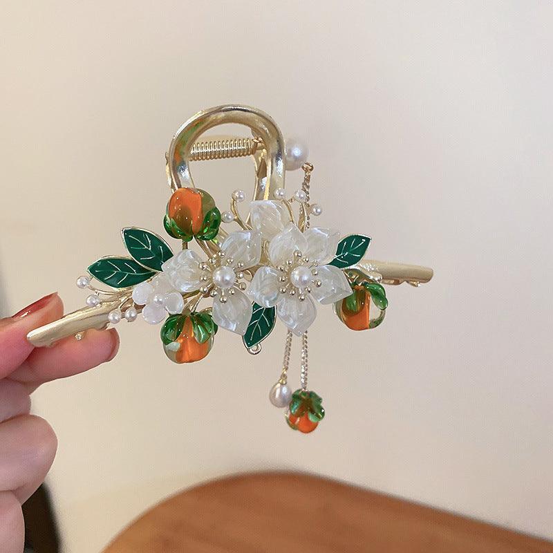 Guofeng Persimmon Ruyi Flower Tassel Grip