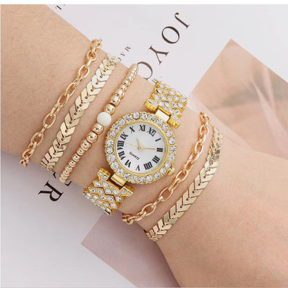 Diamond Women's Bracelet Watch Luxury Fashion Gift Box Watch Bracelet Six-piece Set