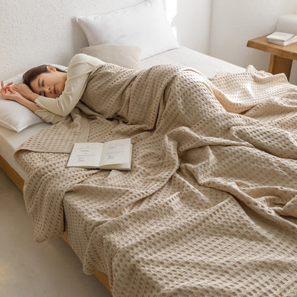 Waffle Cotton Yarn Air Conditioner Summer Cooling Duvet Solid Color Dormitory Comforter