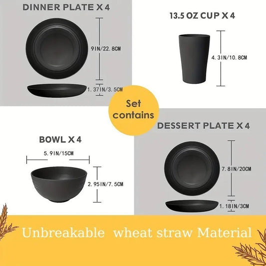 Bowl Dish Plate 16-piece Household Set