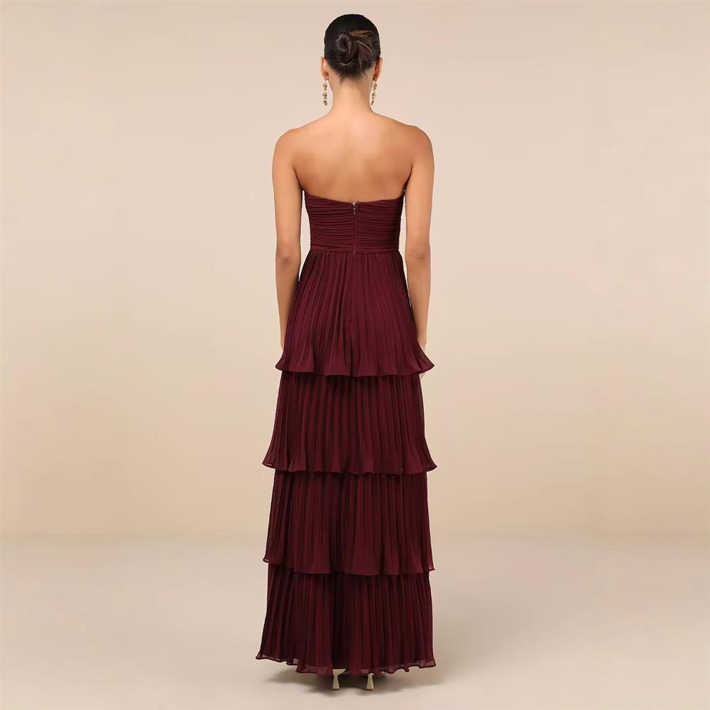 Women's Pleated Tube Top Cake Pleated Dress