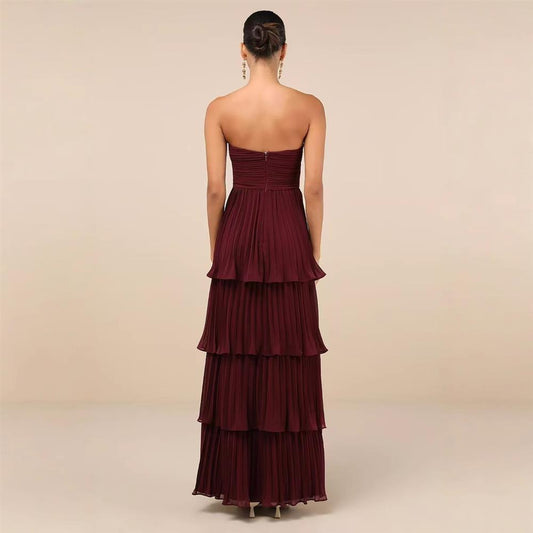 Women's Pleated Tube Top Cake Pleated Dress