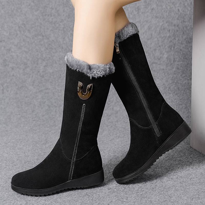 New Style Large Cotton Mid-tube Boots Women's Warm And Non-slip