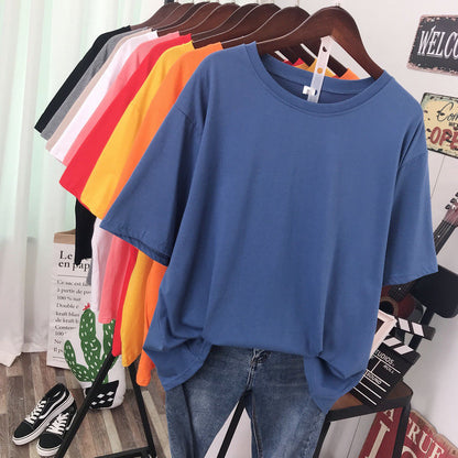 Solid Color T-shirt Women Loose Thin Looking Extra Large Plus