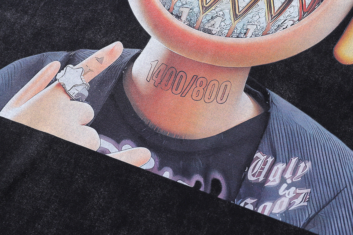 Retro Cartoon Printed Loose Round Neck Short Sleeve T-shirt