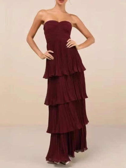 Women's Pleated Tube Top Cake Pleated Dress