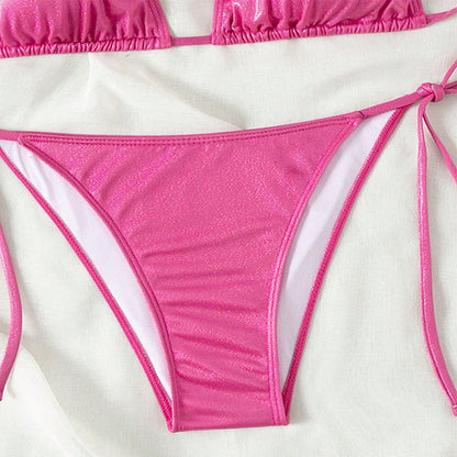 Pure Color Tied Beach Sexy Bikini Hot Spring Split Swimsuit Female Bikini