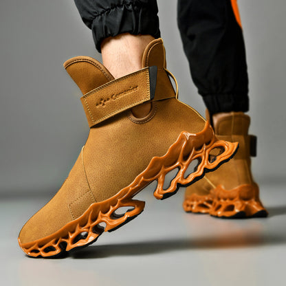 High-top With Velvet Microfiber Men's Leather Worker Boot