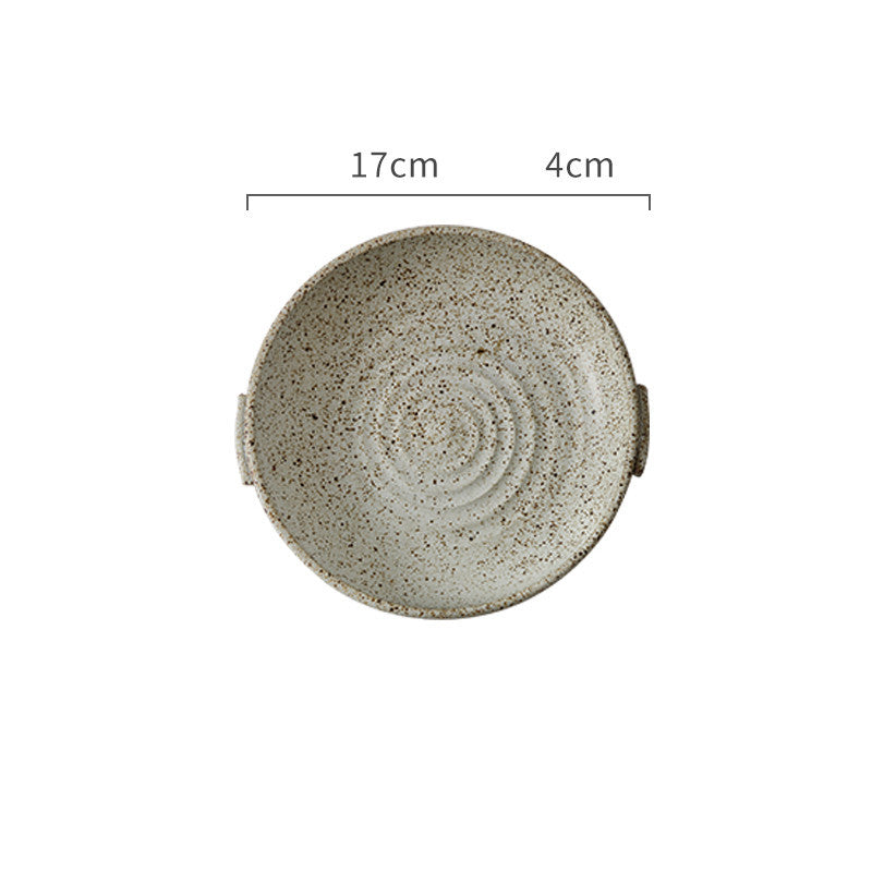 Japanese Binaural Plate Handmade Stoneware Cutlery Set