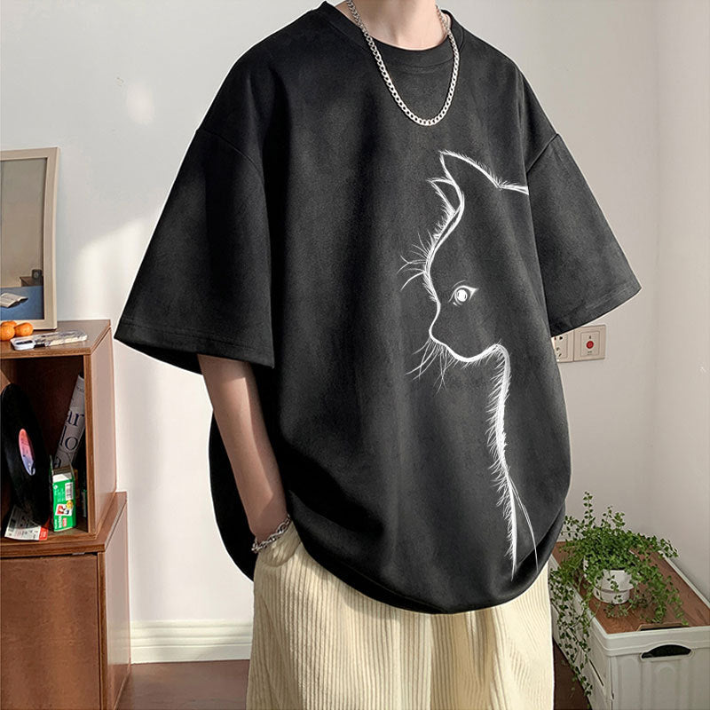 Men's New Fashion Cat Print Top