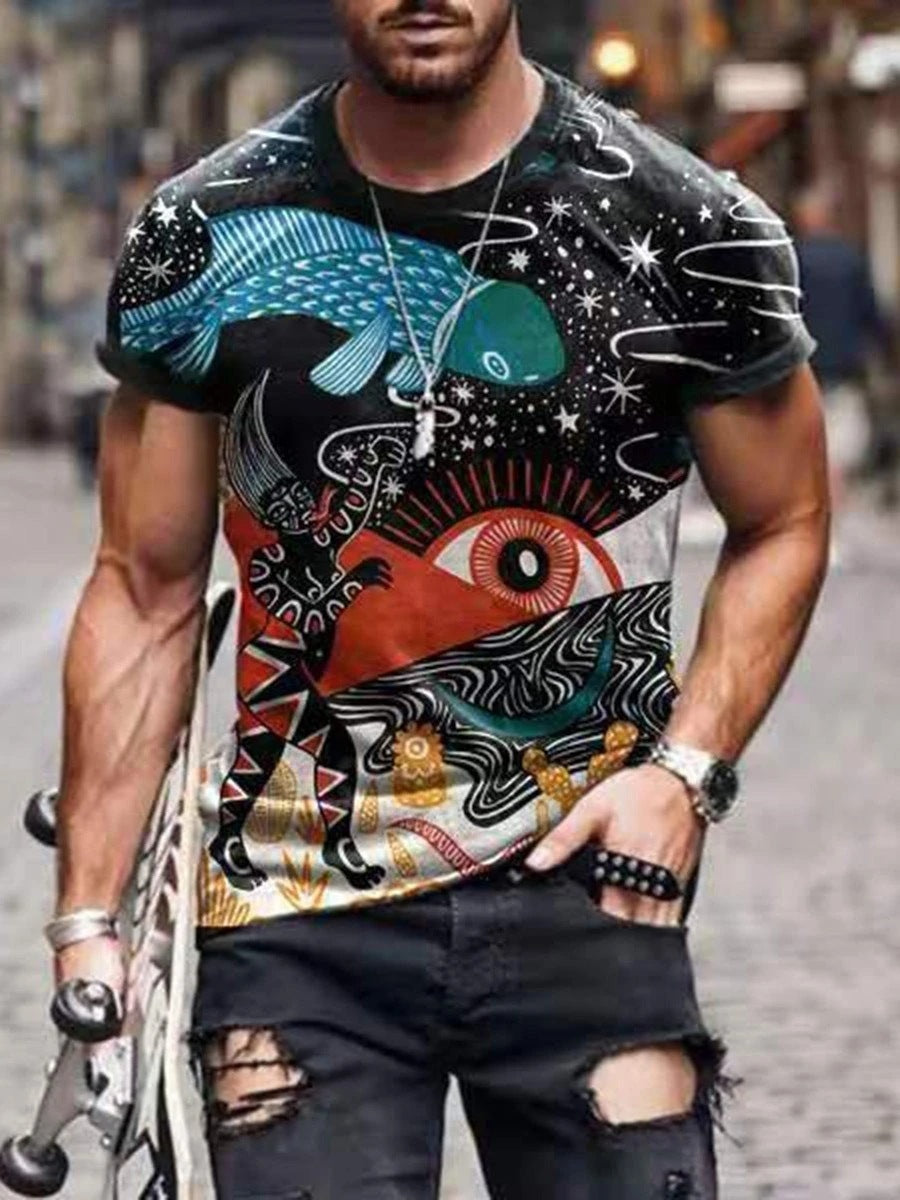 Digital Printed Short-sleeved Round Neck T-shirt