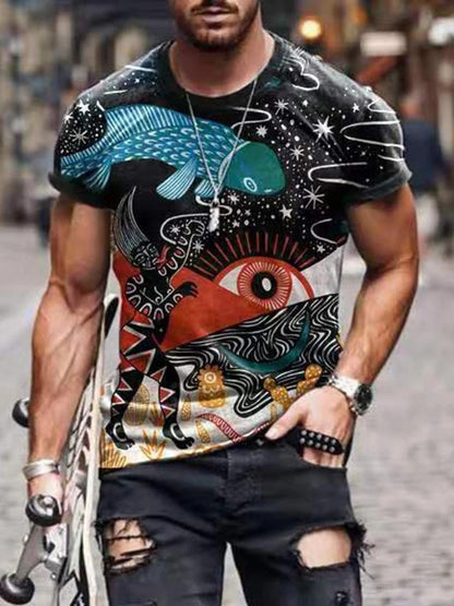 Digital Printed Short-sleeved Round Neck T-shirt